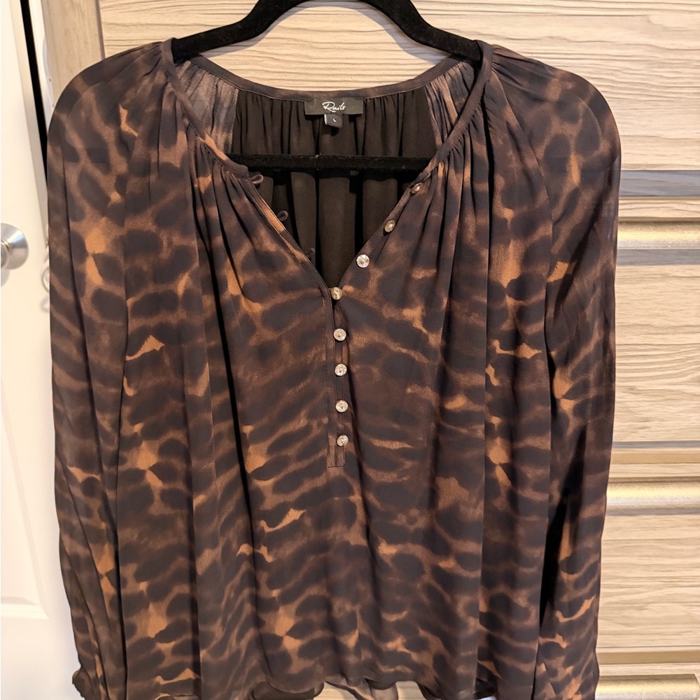 Rails Black and Brown Patterned Blouse
